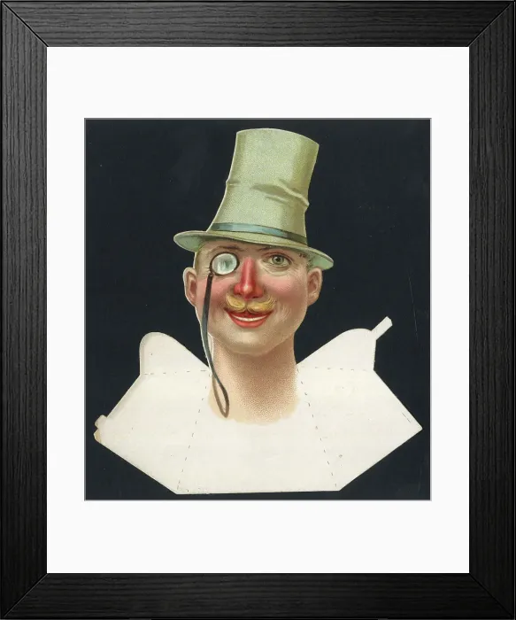 Framed Print : Place card, man with green top hat and monocle Framed Print : Place card, man with green top hat and monocle