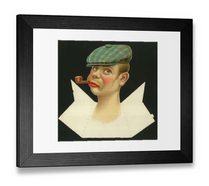 Framed Print : Place card, man with flat cap and pipe Framed Print : Place card, man with flat cap and pipe