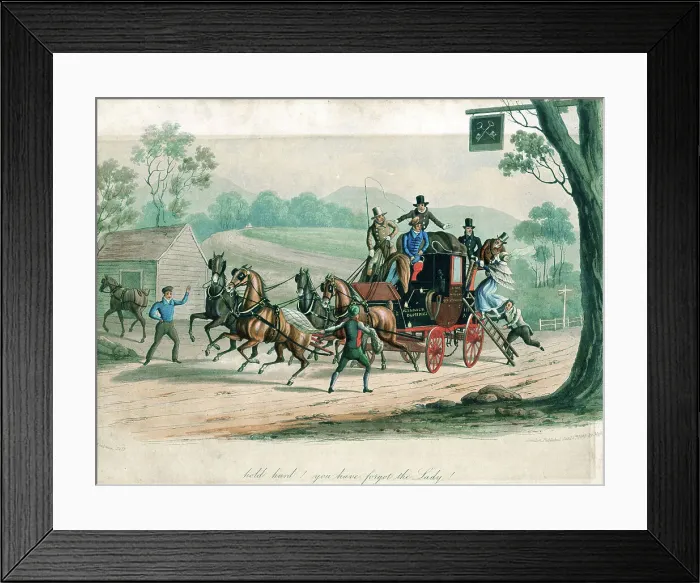 Framed Print : Hold hard, you have forgot the Lady, Cumnock-Dumfries Coach Framed Print : Hold hard, you have forgot the Lady, Cumnock-Dumfries Coach