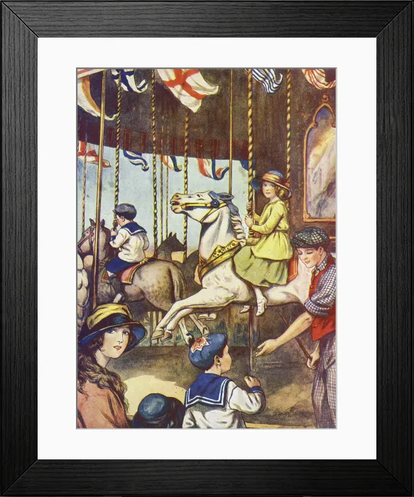 Framed Print : Children on a fairground carousel Framed Print : Children on a fairground carousel