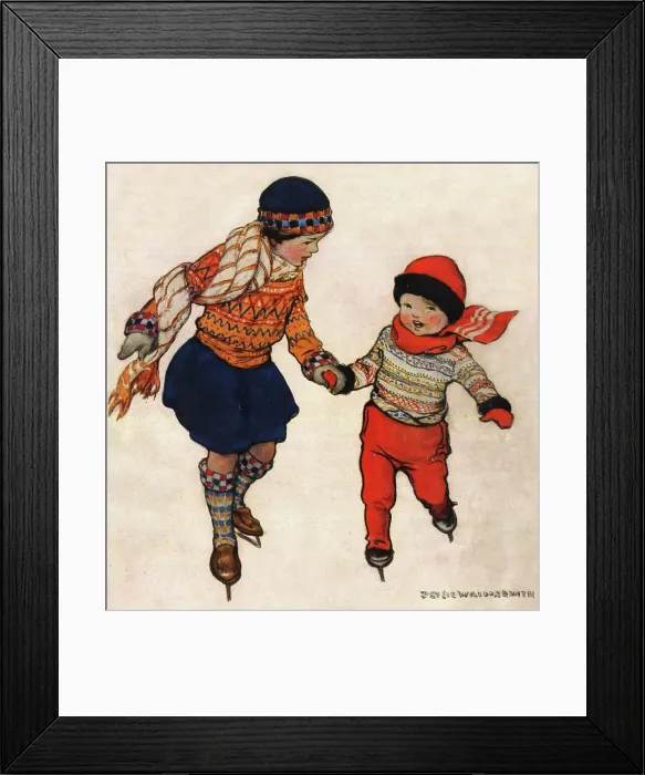Framed Print : Children Ice Skating by Jessie Willcox Smith Framed Print : Children Ice Skating by Jessie Willcox Smith