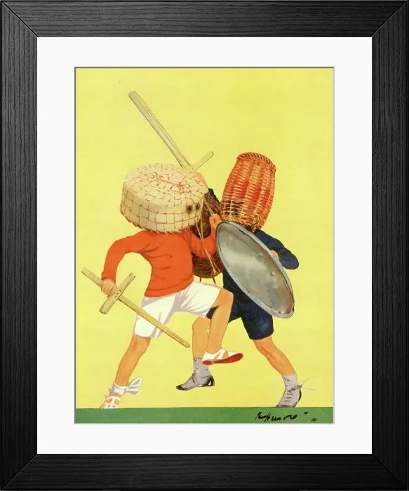 Framed Print : Illustration, Knights at Arms, boys fighting Framed Print : Illustration, Knights at Arms, boys fighting