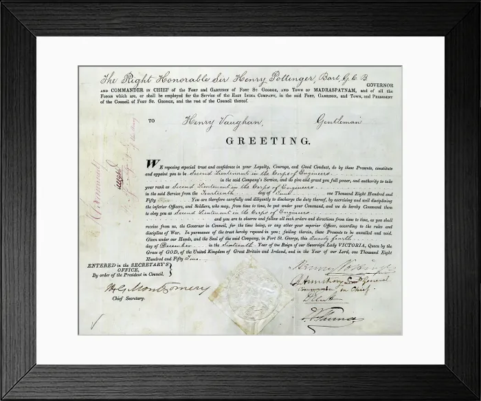 Framed Print : Parchment commission, 2nd Lieutenant Henry Vaughan Framed Print : Parchment commission, 2nd Lieutenant Henry Vaughan