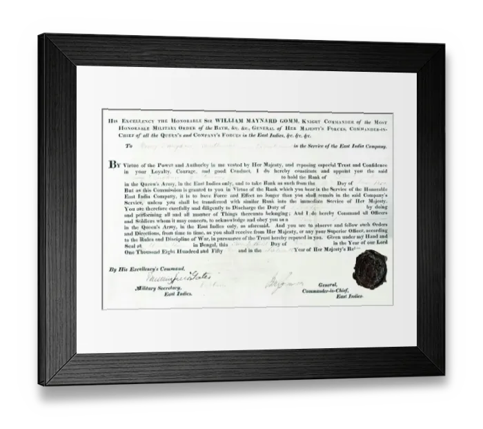 Framed Print : Parchment commission, 2nd Lieutenant Henry Vaughan Framed Print : Parchment commission, 2nd Lieutenant Henry Vaughan