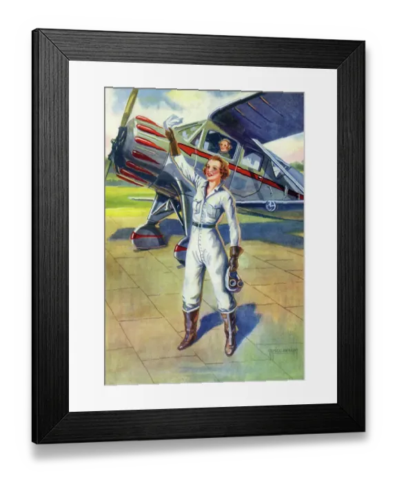 Framed Print : Miss Modern the pilot, Schoolgirls Adventure Book Framed Print : Miss Modern the pilot, Schoolgirls Adventure Book