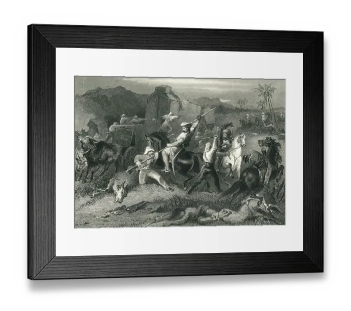 Framed Print : Night sortie and attack on baggage wagons, India Framed Print : Night sortie and attack on baggage wagons, India