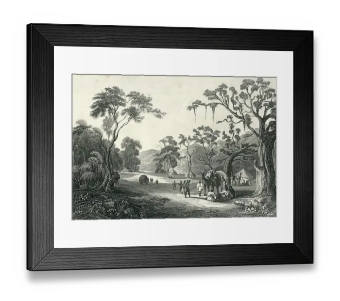 Framed Print : Troops encamped at the entrance to the Keree Pass, India Framed Print : Troops encamped at the entrance to the Keree Pass, India