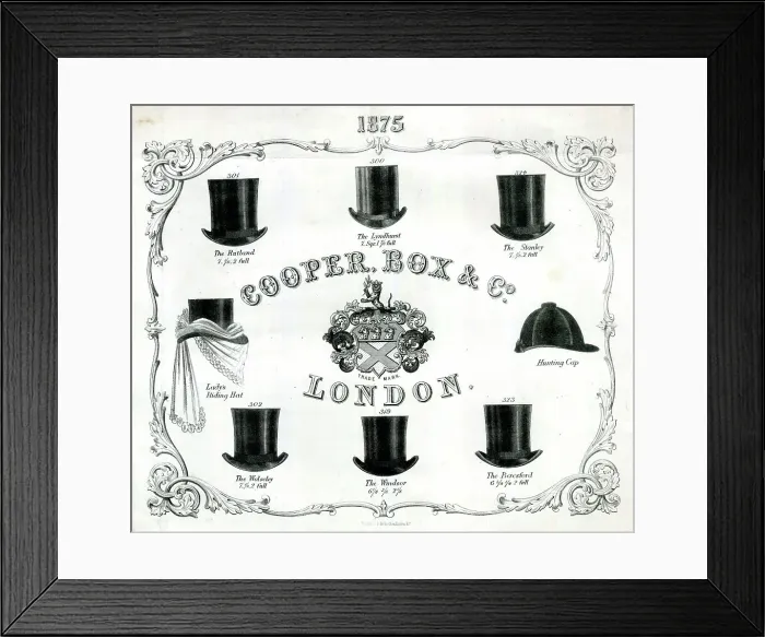 Framed Print : Advert, Hats by Cooper, Box & Co, London Framed Print : Advert, Hats by Cooper, Box & Co, London