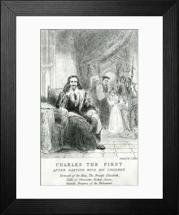 Framed Print : King Charles I after parting with his children, Civil War Framed Print : King Charles I after parting with his children, Civil War
