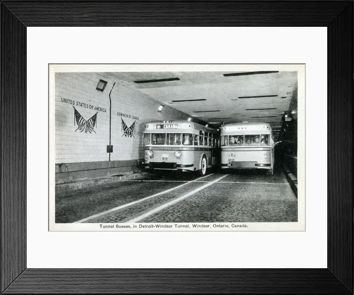 Framed Print : Tunnel Buses in the Detroit-Windsor Tunnel Framed Print : Tunnel Buses in the Detroit-Windsor Tunnel