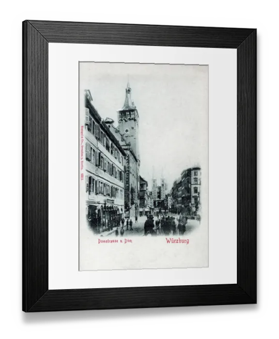 Framed Print : Domstrasse and the Dom, Wurzburg, Bavaria, German Framed Print : Domstrasse and the Dom, Wurzburg, Bavaria, German