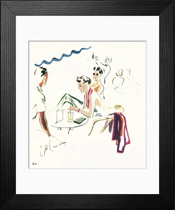 Framed Print : Advertisement Illustration, Outdoor Cafe Scene Framed Print : Advertisement Illustration, Outdoor Cafe Scene