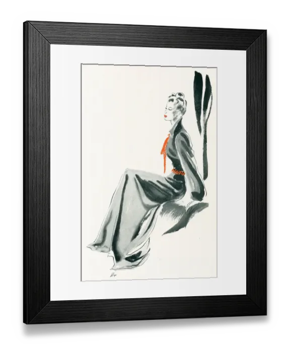Framed Print : Seated Woman With Red Tie Framed Print : Seated Woman With Red Tie