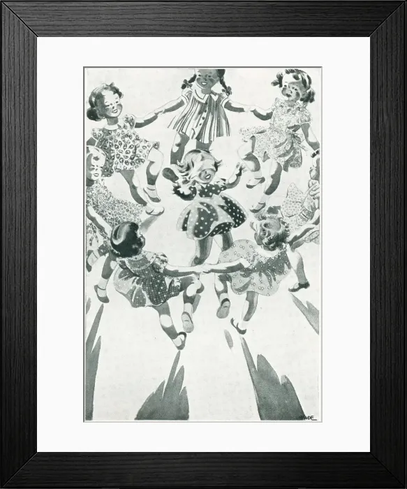Framed Print : Advertisement Illustration, Girls Dancing Framed Print : Advertisement Illustration, Girls Dancing