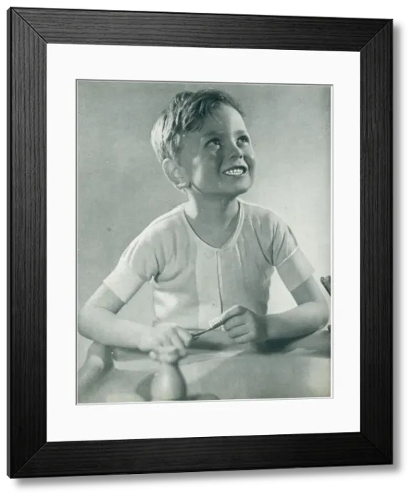 Framed Print : Boy Brushing His Teeth Framed Print : Boy Brushing His Teeth