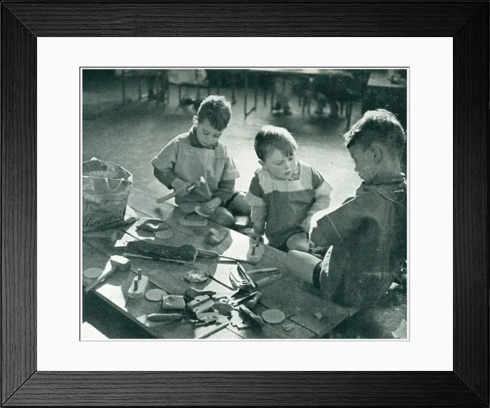 Framed Print : Woodworking Boys Framed Print : Woodworking Boys