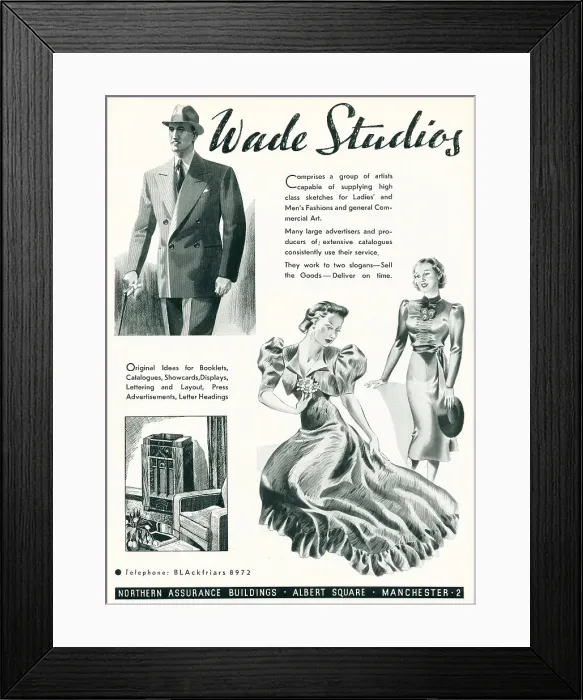 Framed Print : Wade Studios Advertisement Framed Print : Wade Studios Advertisement