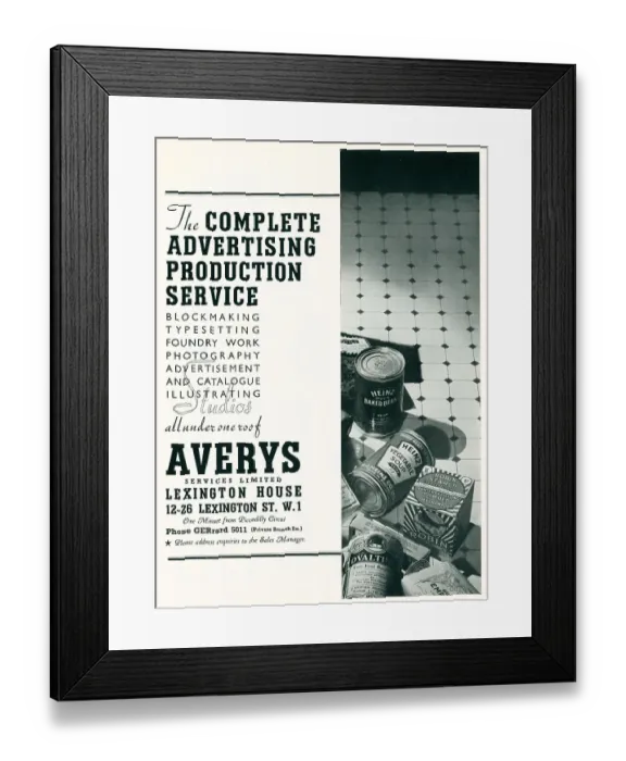 Framed Print : Averys Services Limited Advertisement Framed Print : Averys Services Limited Advertisement
