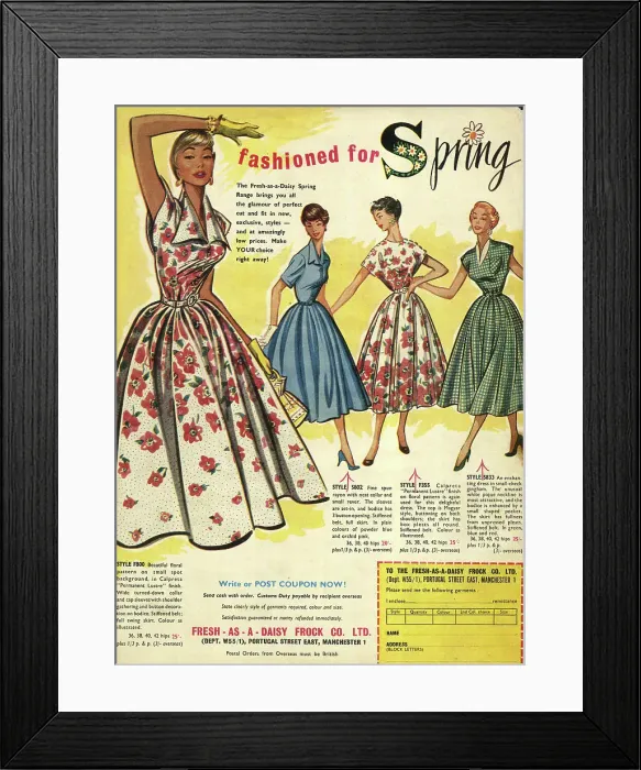 Framed Print : Advert, Women's dresses, Fresh as a Daisy Frock Co Ltd Framed Print : Advert, Women's dresses, Fresh as a Daisy Frock Co Ltd