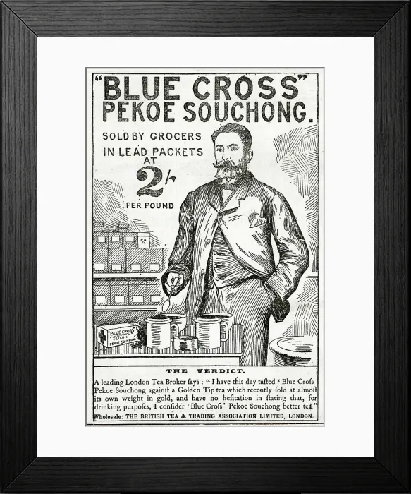 Framed Print : Advert, Blue Cross Pekoe Souchong Tea Framed Print : Advert, Blue Cross Pekoe Souchong Tea