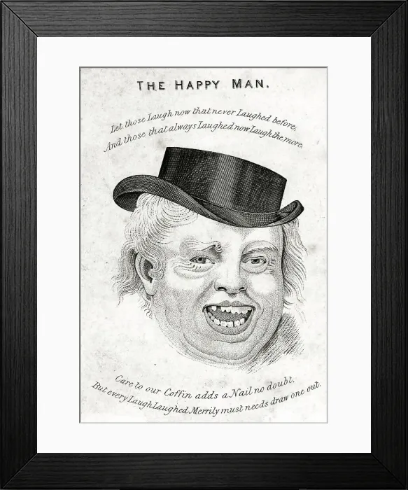 Framed Print : The Happy Man, head and shoulders cartoon Framed Print : The Happy Man, head and shoulders cartoon