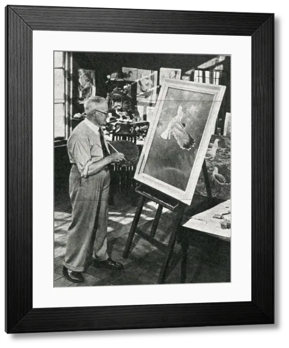 Framed Print : Harry Rountree, artist in his studio, St Ives, Cornwall Framed Print : Harry Rountree, artist in his studio, St Ives, Cornwall