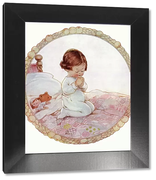 Little girl saying her prayers, by Mabel Lucie Attwell