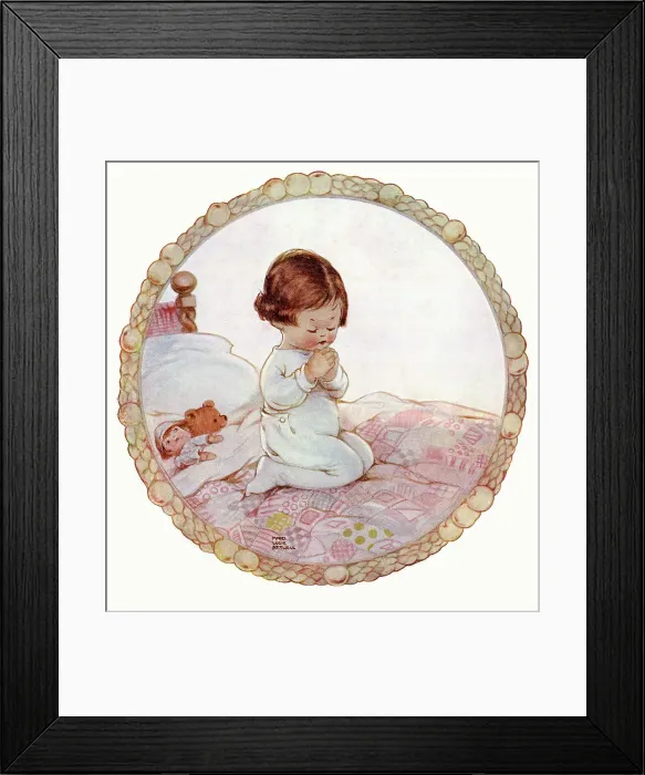 Framed Print : Little girl saying her prayers, by Mabel Lucie Attwell Framed Print : Little girl saying her prayers, by Mabel Lucie Attwell