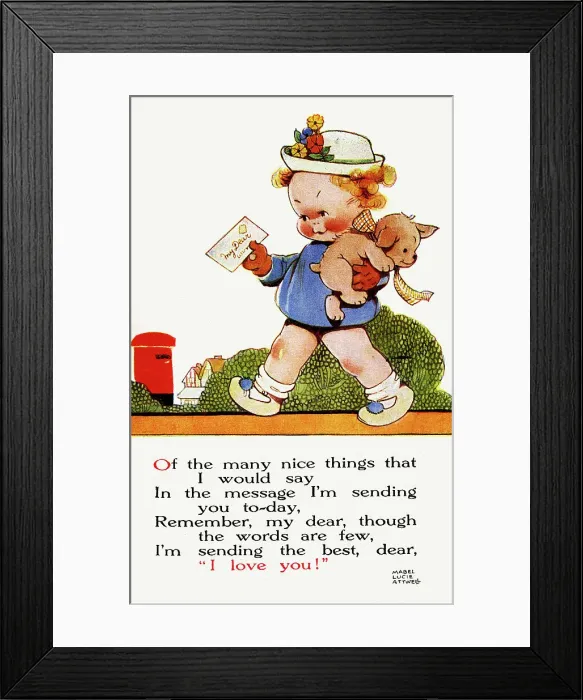 Framed Print : Girl posting a letter, by Mabel Lucie Attwell Framed Print : Girl posting a letter, by Mabel Lucie Attwell