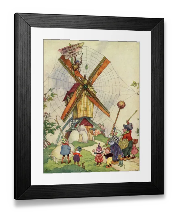 Framed Print : Illustration, Mr Spider comes to stay Framed Print : Illustration, Mr Spider comes to stay