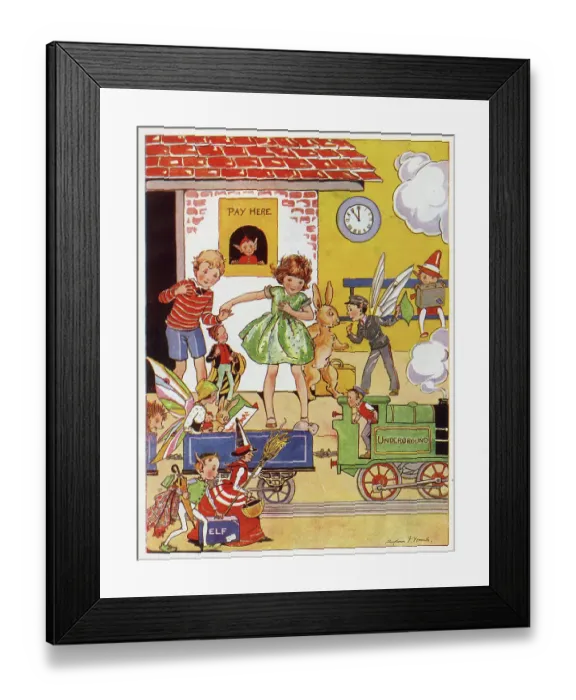 Framed Print : Illustration, The train is just coming in now