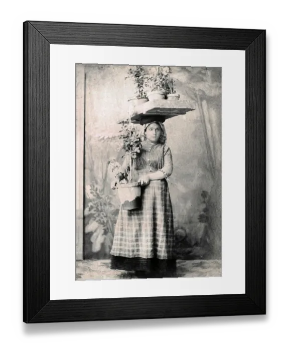 Framed Print : Portuguese woman flower seller, Lisbon, Portugal