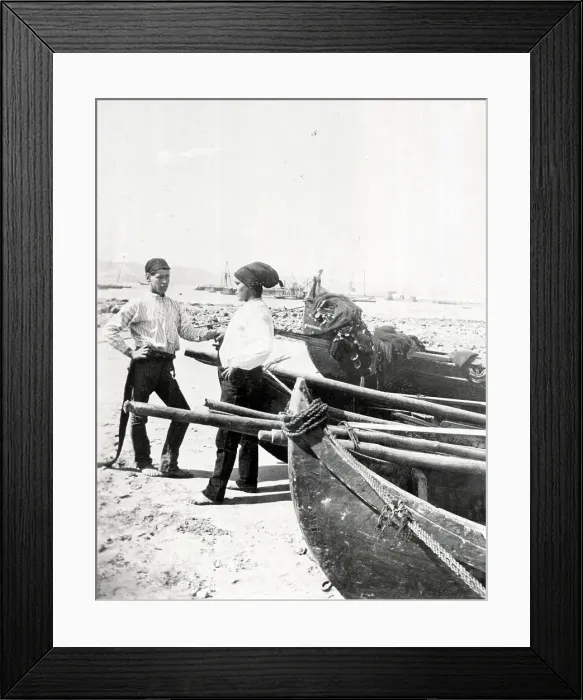 Framed Print : Portuguese fishermen near Lisbon, Portugal