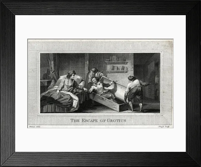 Framed Print : The Escape of Grotius, aka Hugo de Groot Framed Print : The Escape of Grotius, aka Hugo de Groot