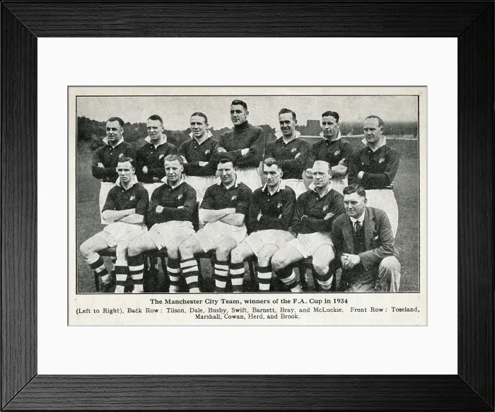 Framed Print : Manchester City FC team, FA Cup winners in 1934 Framed Print : Manchester City FC team, FA Cup winners in 1934
