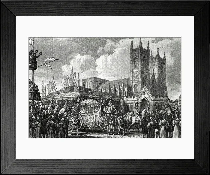 Framed Print : Queen Victoria arrives at Westminster Abbey for Coronation Framed Print : Queen Victoria arrives at Westminster Abbey for Coronation