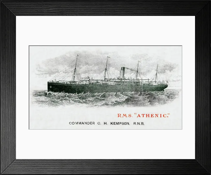 Framed Print : RMS Athenic, White Star Line British passenger ship Framed Print : RMS Athenic, White Star Line British passenger ship