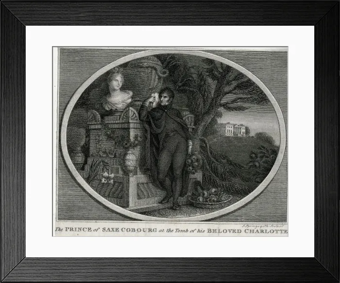 Framed Print : Prince Leopold of Saxe-Coburg at tomb of Charlotte
