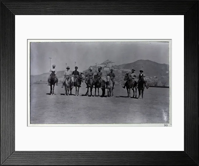 Framed Print : Group of polo players, from a fascinating album which reveals new details on a little-known campaign in which a British military force brushed aside Tibetan defences to capture Lhasa, in 1904 Framed Print : Group of polo players, from a fascinating album which reveals new details on a little-known campaign in which a British military force brushed aside Tibetan defences to capture Lhasa, in 1904