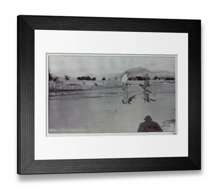 Framed Print : Man (Turner) playing golf at Gyantse, from a fascinating album which reveals new details on a little-known campaign in which a British military force brushed aside Tibetan defences to capture Lhasa, in 1904 Framed Print : Man (Turner) playing golf at Gyantse, from a fascinating album which reveals new details on a little-known campaign in which a British military force brushed aside Tibetan defences to capture Lhasa, in 1904