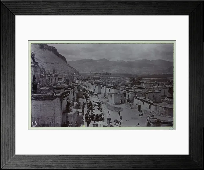 Framed Print : View of the bazaar at Gyantse, from a fascinating album which reveals new details on a little-known campaign in which a British military force brushed aside Tibetan defences to capture Lhasa, in 1904 Framed Print : View of the bazaar at Gyantse, from a fascinating album which reveals new details on a little-known campaign in which a British military force brushed aside Tibetan defences to capture Lhasa, in 1904