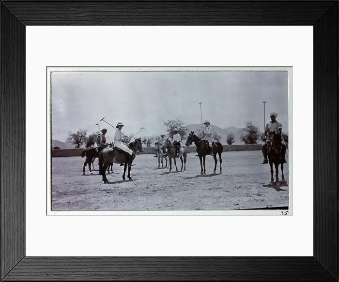 Framed Print : Playing polo at Gyantse, from a fascinating album which reveals new details on a little-known campaign in which a British military force brushed aside Tibetan defences to capture Lhasa, in 1904 Framed Print : Playing polo at Gyantse, from a fascinating album which reveals new details on a little-known campaign in which a British military force brushed aside Tibetan defences to capture Lhasa, in 1904