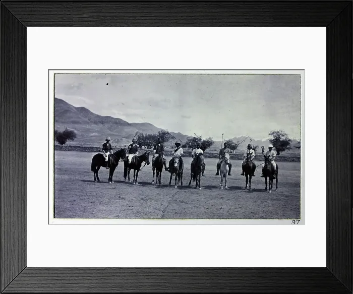 Framed Print : Group of polo players on horseback, from a fascinating album which reveals new details on a little-known campaign in which a British military force brushed aside Tibetan defences to capture Lhasa, in 1904 Framed Print : Group of polo players on horseback, from a fascinating album which reveals new details on a little-known campaign in which a British military force brushed aside Tibetan defences to capture Lhasa, in 1904