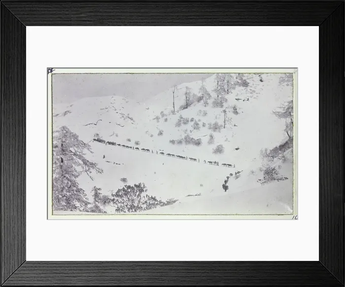 Framed Print : Travelling through the snow, Jelep La Pass above Sedonchen approaching Gnatong, between Sikkim, India, and Tibet, from a fascinating album which reveals new details on a little-known campaign in which a British military force brushed aside Tibetan Framed Print : Travelling through the snow, Jelep La Pass above Sedonchen approaching Gnatong, between Sikkim, India, and Tibet, from a fascinating album which reveals new details on a little-known campaign in which a British military force brushed aside Tibetan