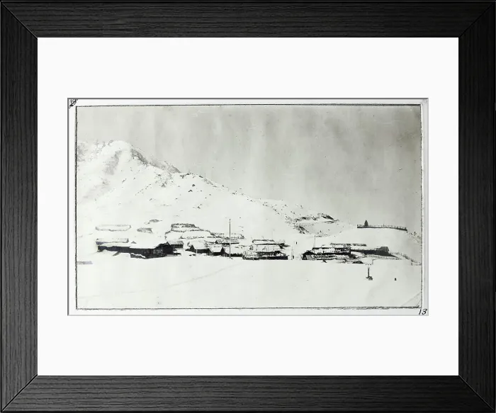 Framed Print : View of Gnatong, Sikkim, India, in the snow, from a fascinating album which reveals new details on a little-known campaign in which a British military force brushed aside Tibetan defences to capture Lhasa, in 1904 Framed Print : View of Gnatong, Sikkim, India, in the snow, from a fascinating album which reveals new details on a little-known campaign in which a British military force brushed aside Tibetan defences to capture Lhasa, in 1904