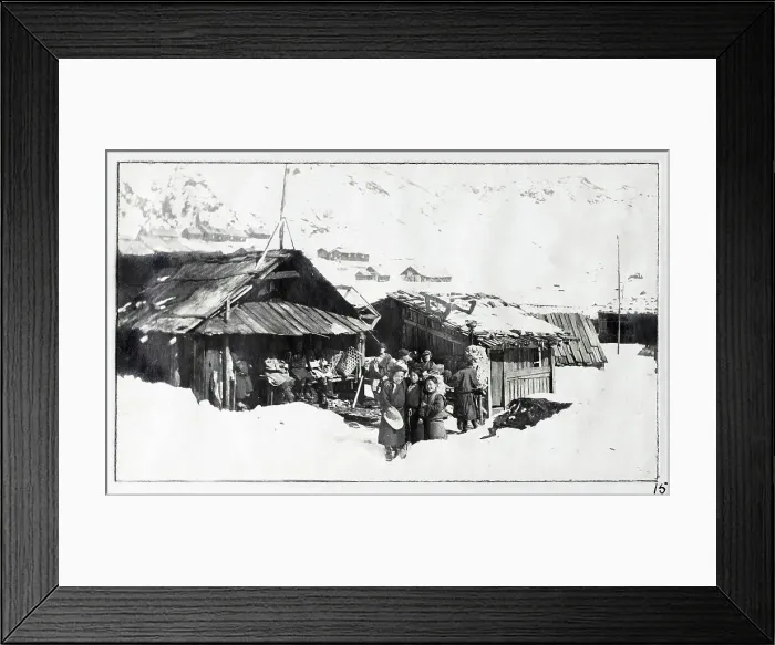Framed Print : People and huts in the snow, Gnatong, Sikkim, India, from a fascinating album which reveals new details on a little-known campaign in which a British military force brushed aside Tibetan defences to capture Lhasa, in 1904 Framed Print : People and huts in the snow, Gnatong, Sikkim, India, from a fascinating album which reveals new details on a little-known campaign in which a British military force brushed aside Tibetan defences to capture Lhasa, in 1904