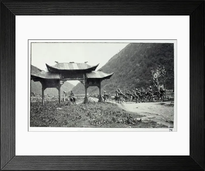 Framed Print : Sepoys entering Chumbi, from a fascinating album which reveals new details on a little-known campaign in which a British military force brushed aside Tibetan defences to capture Lhasa, in 1904 Framed Print : Sepoys entering Chumbi, from a fascinating album which reveals new details on a little-known campaign in which a British military force brushed aside Tibetan defences to capture Lhasa, in 1904