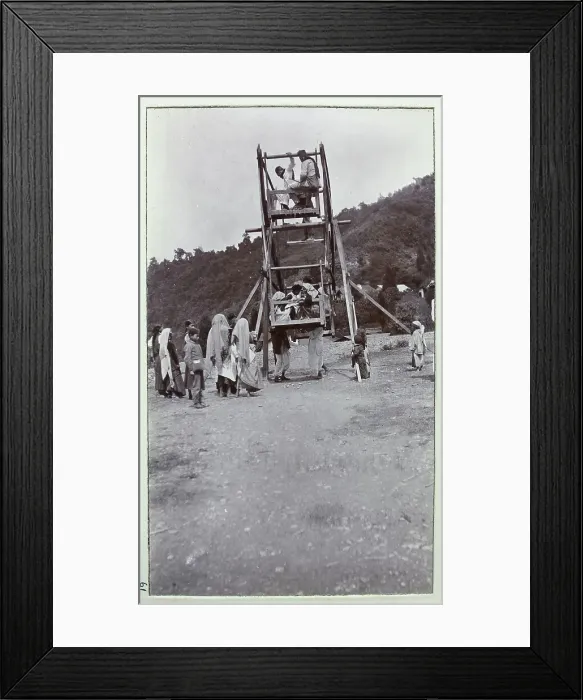 Framed Print : People on a wheel at Gangtok, Sikkim, India, from a fascinating album which reveals new details on a little-known campaign in which a British military force brushed aside Tibetan defences to capture Lhasa, in 1904 Framed Print : People on a wheel at Gangtok, Sikkim, India, from a fascinating album which reveals new details on a little-known campaign in which a British military force brushed aside Tibetan defences to capture Lhasa, in 1904
