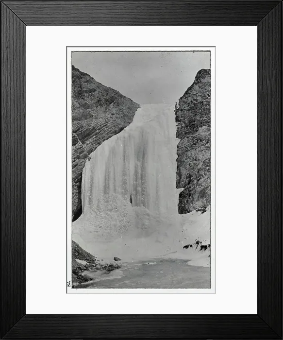 Framed Print : Frozen waterfall at Dota, ten miles from Phari, from a fascinating album which reveals new details on a little-known campaign in which a British military force brushed aside Tibetan defences to capture Lhasa, in 1904 Framed Print : Frozen waterfall at Dota, ten miles from Phari, from a fascinating album which reveals new details on a little-known campaign in which a British military force brushed aside Tibetan defences to capture Lhasa, in 1904
