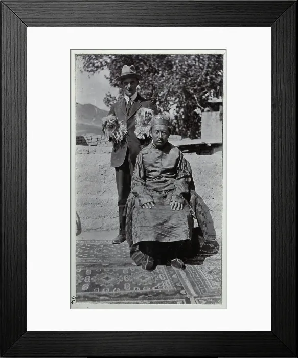 Framed Print : Tashi Lama and Mr Gould, from a fascinating album which reveals new details on a little-known campaign in which a British military force brushed aside Tibetan defences to capture Lhasa, in 1904 Framed Print : Tashi Lama and Mr Gould, from a fascinating album which reveals new details on a little-known campaign in which a British military force brushed aside Tibetan defences to capture Lhasa, in 1904